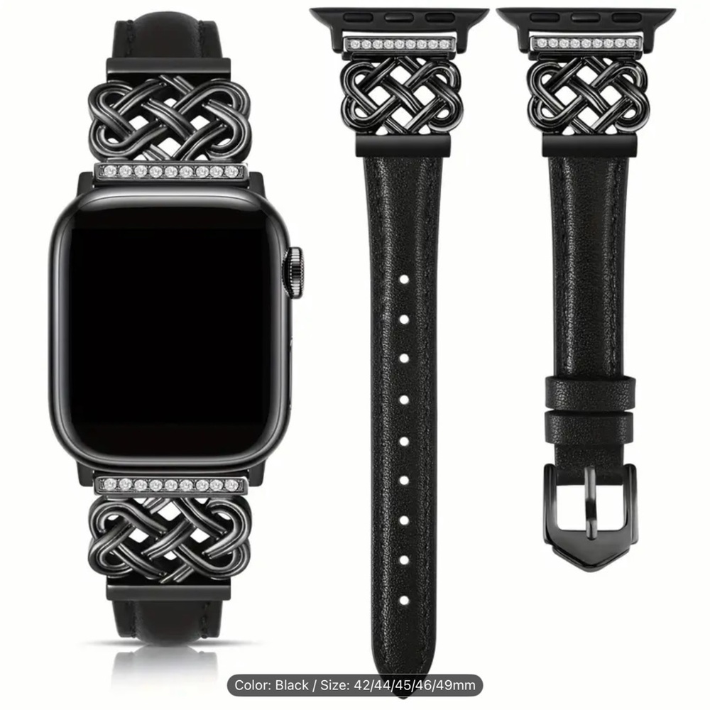 Black Leather Smartwatch Band